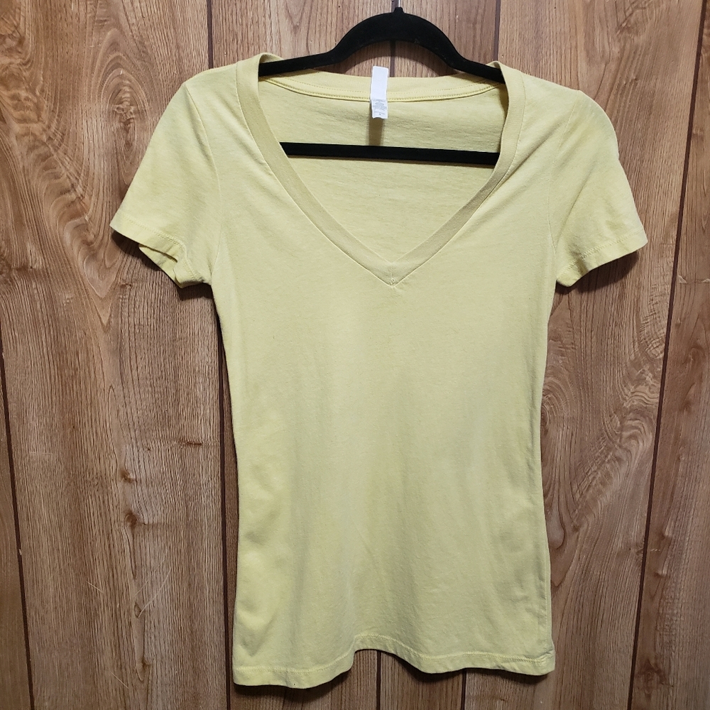 V-Neck T-Shirt Women Soft Tee  Small Buttery Yellow Next Level Apparel